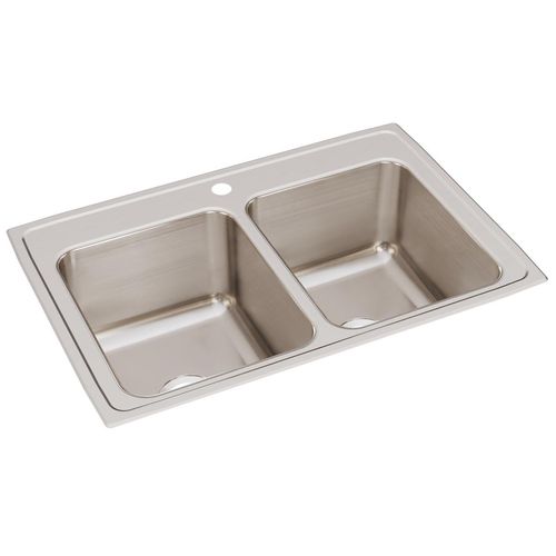Main product image of Lustertone Classic Stainless Steel 33" x 22" x 12-1/8" 1-Hole Equal Double Bowl Drop-in Sink