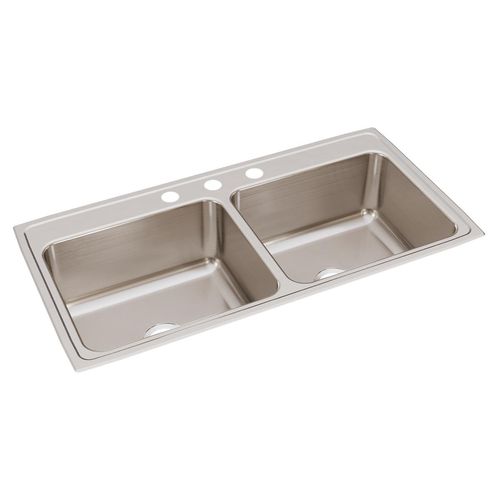 Main product image of Lustertone Classic Stainless Steel 43" x 22" x 10-1/8" Equal Double Bowl Drop-in Sink
