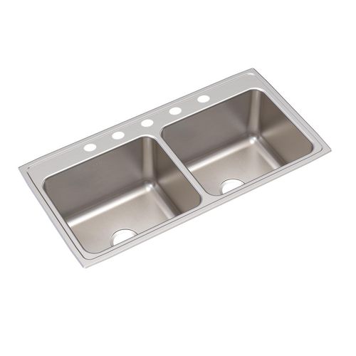 Main product image of Lustertone Classic Stainless Steel 43" x 22" x 12-1/8" Equal Double Bowl Drop-in Sink