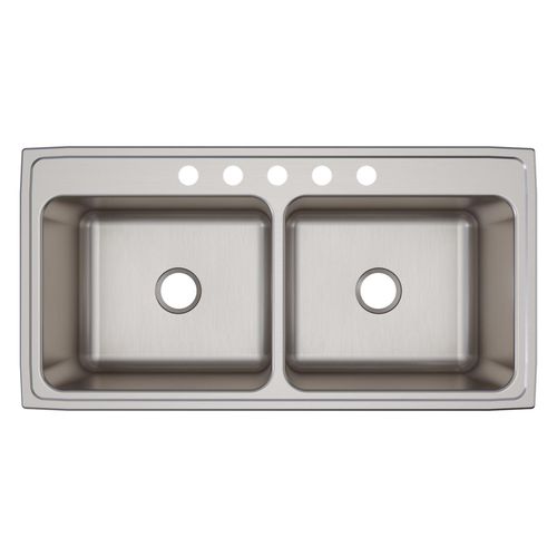 Main product image of Lustertone Classic Stainless Steel 43" x 22" x 12-1/8" Equal Double Bowl Drop-in Sink