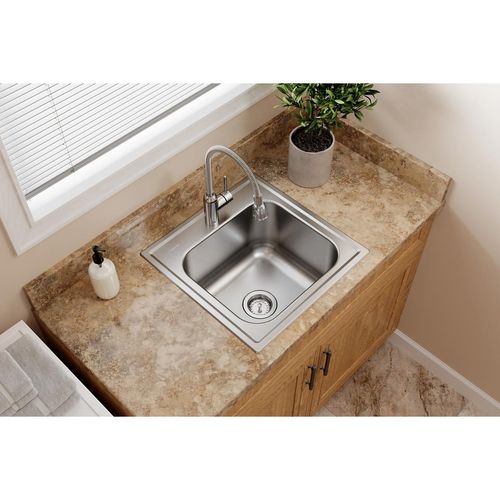 Main product image of Dayton Stainless Steel 20" x 20" x 10-1/8", 0-Hole Single Bowl Drop-in Laundry Sink