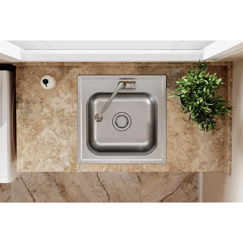 Main product image of Dayton Stainless Steel 20" x 20" x 10-1/8", 0-Hole Single Bowl Drop-in Laundry Sink