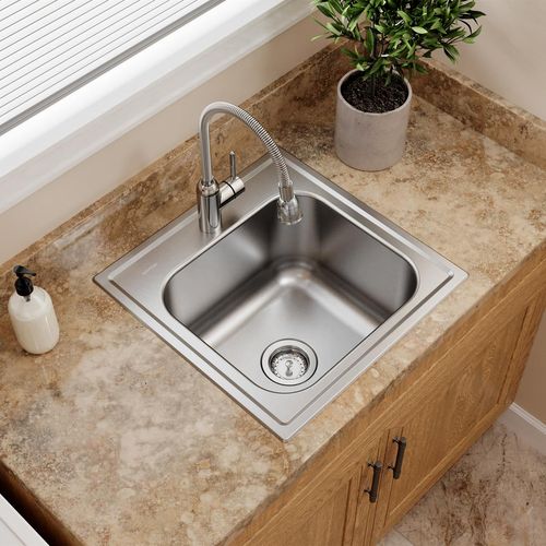 Main product image of Dayton Stainless Steel 20" x 20" x 10-1/8" 1-Hole Single Bowl Drop-in Laundry Sink