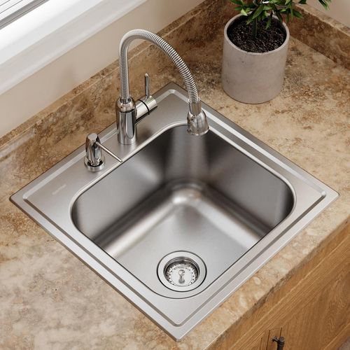 Main product image of Dayton Stainless Steel 20" x 20" x 10-1/8" 2-Hole Single Bowl Drop-in Laundry Sink