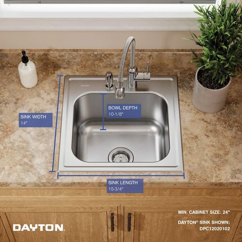 Main product image of Dayton Stainless Steel 20" x 20" x 10-1/8" 2-Hole Single Bowl Drop-in Laundry Sink