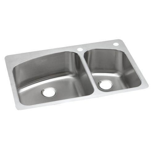 Main product image of Dayton Stainless Steel 33" x 22" x 8" 2RHole 60/40 Double Bowl Dual Mount Sink