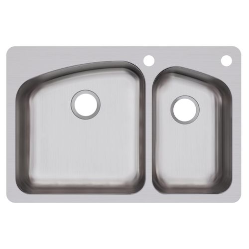 Main product image of Dayton Stainless Steel 33" x 22" x 8" 2RHole 60/40 Double Bowl Dual Mount Sink