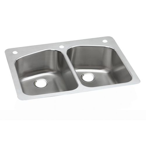 Main product image of Dayton Stainless Steel 33" x 22" x 8" 2R-Hole Equal Double Bowl Dual Mount Sink