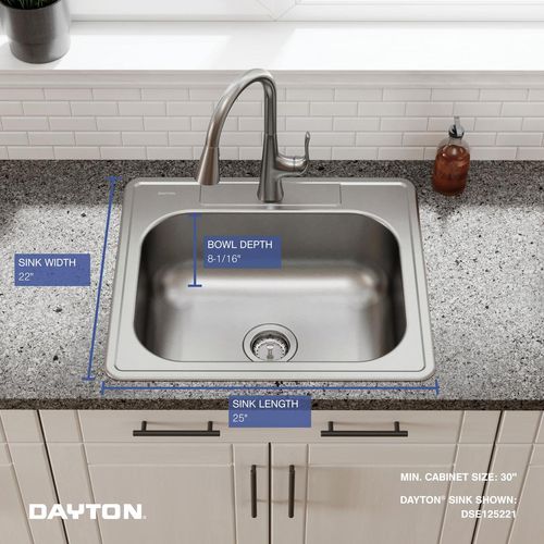 Main product image of Dayton Stainless Steel 25" x 22" x 8-1/16" 1-Hole Single Bowl Drop-in Sink