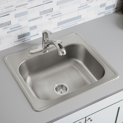 Main product image of Dayton Stainless Steel 25" x 22" x 8-1/16" 3-Hole Single Bowl Drop-in Sink