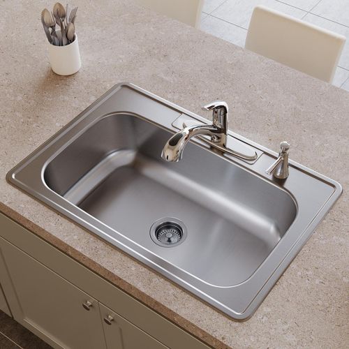 Main product image of Dayton Stainless Steel 33" x 22" x 8-1/16" 4-Hole Single Bowl Drop-in Sink