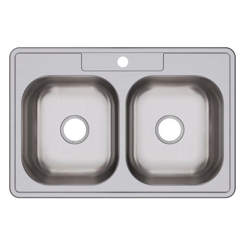 Main product image of Dayton Stainless Steel 33" x 22" x 8-1/16" 1-Hole Equal Double Bowl Drop-in Sink