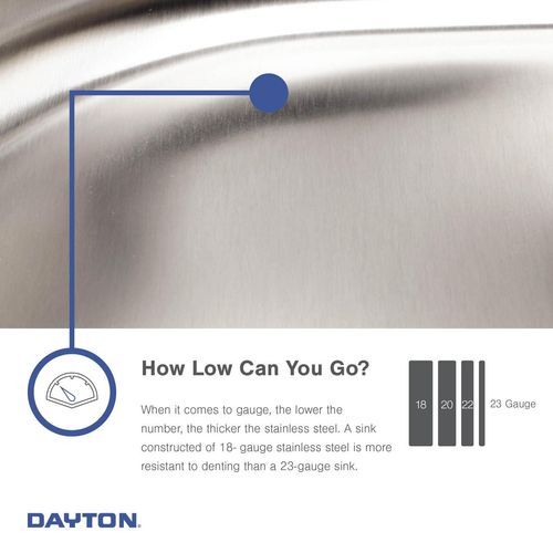 Main product image of Dayton Stainless Steel 27" x 22" x 8" 3-Hole Single Bowl Dual Mount Sink