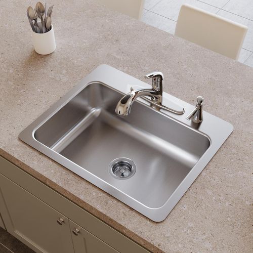 Main product image of Dayton Stainless Steel 27" x 22" x 8" 4-Hole Single Bowl Dual Mount Sink