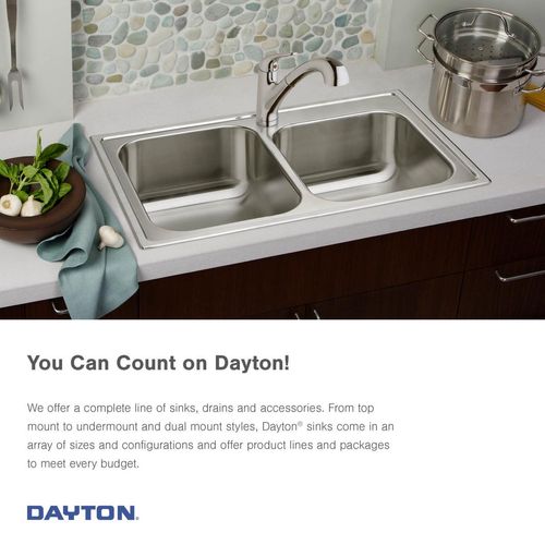 Main product image of Dayton Stainless Steel 27" x 22" x 8" 4-Hole Single Bowl Dual Mount Sink