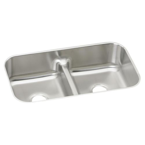 Main product image of Lustertone Classic Stainless Steel 32-3/8" x 18-1/8" x 9" Equal Double Bowl Undermount Sink w/ Aqua Divide