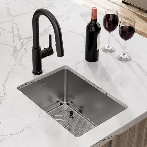 Main product image of Crosstown 18 Gauge Stainless Steel 13-1/2" x 18-1/2" x 9" Single Bowl Undermount Bar Sink Kit