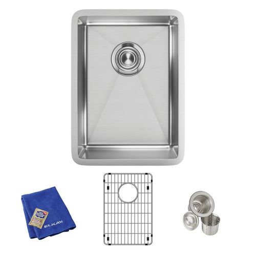 Main product image of Crosstown 18 Gauge Stainless Steel 13-1/2" x 18-1/2" x 9" Single Bowl Undermount Bar Sink Kit