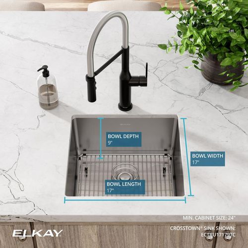Main product image of Crosstown 18 Gauge Stainless Steel 18-1/2" x 18-1/2" x 9" Single Bowl Undermount Sink Kit