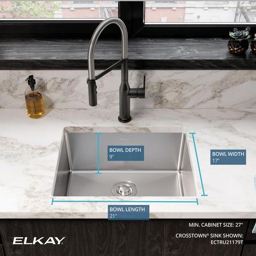 Main product image of Crosstown 18 Gauge Stainless Steel 22-1/2" x 18-1/2" x 9" Single Bowl Undermount Sink