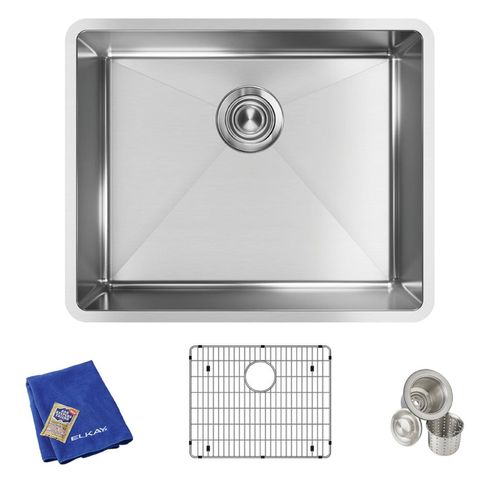 Main product image of Crosstown 18 Gauge Stainless Steel 22-1/2" x 18-1/2" x 9" Single Bowl Undermount Sink Kit