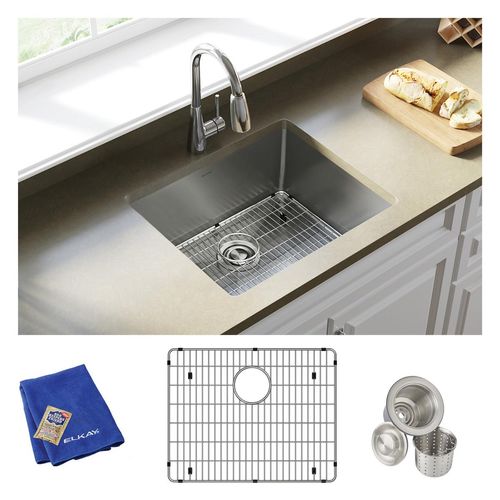 Main product image of Crosstown 18 Gauge Stainless Steel 22-1/2" x 18-1/2" x 9" Single Bowl Undermount Sink Kit