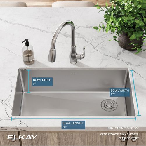 Main product image of Crosstown 18 Gauge Stainless Steel 31-1/2" x 18-1/2" x 9" Single Bowl Undermount Sink