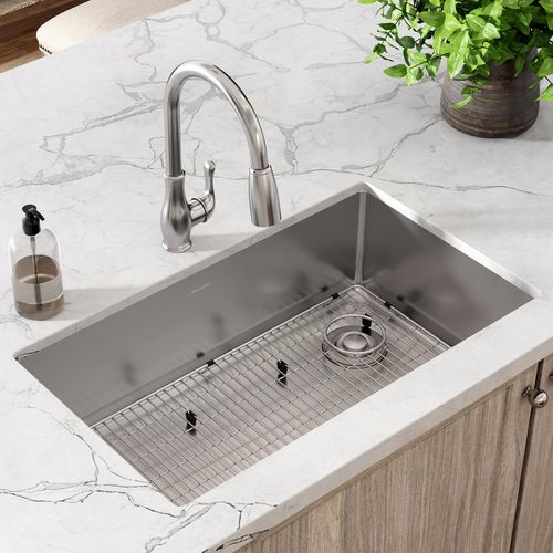 Main product image of Crosstown 18 Gauge Stainless Steel 31-1/2" x 18-1/2" x 9" Single Bowl Undermount Sink Kit