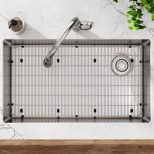 Main product image of Crosstown 18 Gauge Stainless Steel 31-1/2" x 18-1/2" x 9" Single Bowl Undermount Sink Kit