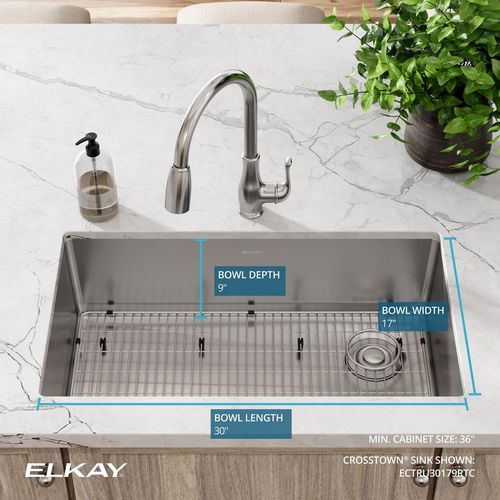 Main product image of Crosstown 18 Gauge Stainless Steel 31-1/2" x 18-1/2" x 9" Single Bowl Undermount Sink Kit