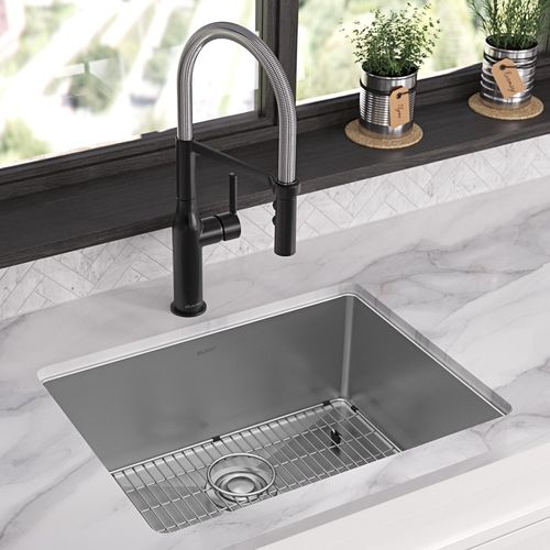 Main product image of Crosstown 18 Gauge Stainless Steel 25" x 22" x 9" 1-Hole Single Bowl Dual Mount Sink Kit