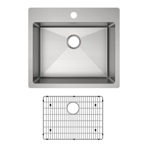 Main product image of Crosstown 18 Gauge Stainless Steel 25" x 22" x 9" 1-Hole Single Bowl Dual Mount Sink Kit