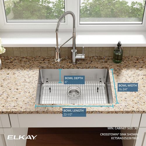 Main product image of Crosstown 18 Gauge Stainless Steel 25" x 22" x 6" 1-Hole Single Bowl Dual Mount ADA Sink Kit