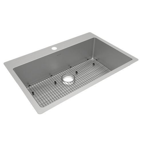 Main product image of Crosstown 18 Gauge Stainless Steel 33" x 22" x 9" 1-Hole Single Bowl Dual Mount Sink Kit