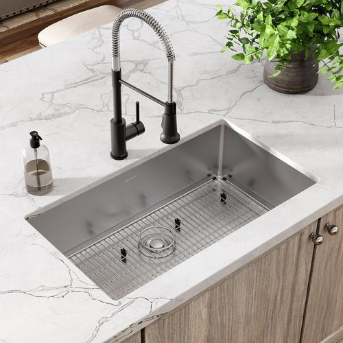Main product image of Crosstown 18 Gauge Stainless Steel 33" x 22" x 9" 1-Hole Single Bowl Dual Mount Sink Kit