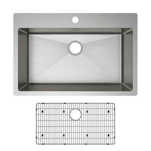 Main product image of Crosstown 18 Gauge Stainless Steel 33" x 22" x 9" 1-Hole Single Bowl Dual Mount Sink Kit
