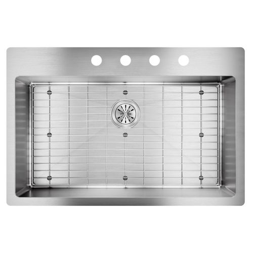 Main product image of Crosstown 18 Gauge Stainless Steel 33" x 22" x 9" 4-Hole Single Bowl Dual Mount Sink Kit