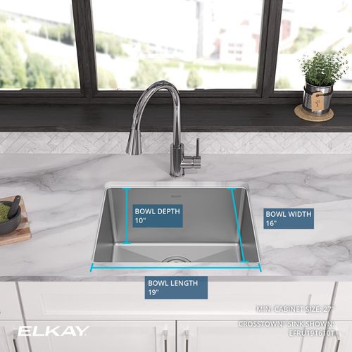 Main product image of Crosstown 16 Gauge Stainless Steel 21-1/2" x 18-1/2" x 10" Single Bowl Undermount Sink