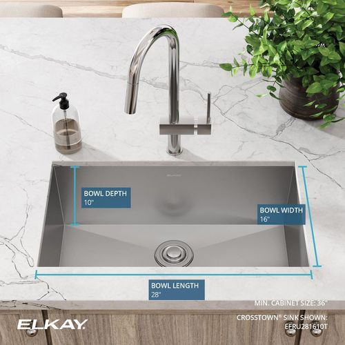 Main product image of Crosstown 16 Gauge Stainless Steel 30-1/2" x 18-1/2" x 10" Single Bowl Undermount Sink
