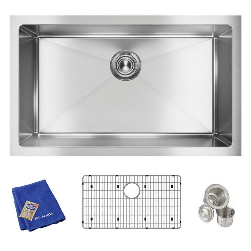 Main product image of Crosstown 16 Gauge Stainless Steel 30-1/2" x 18-1/2" x 10" Single Bowl Undermount Sink Kit