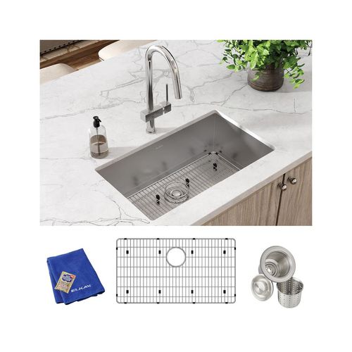 Main product image of Crosstown 16 Gauge Stainless Steel 30-1/2" x 18-1/2" x 10" Single Bowl Undermount Sink Kit