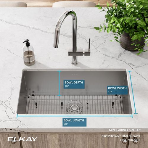 Main product image of Crosstown 16 Gauge Stainless Steel 30-1/2" x 18-1/2" x 10" Single Bowl Undermount Sink Kit