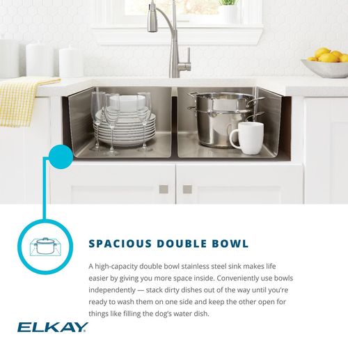 Main product image of Crosstown 16 Gauge Workstation Stainless Steel 31-1/2" x 18-1/2" x 9" Equal Double Bowl Sink Kit w/ Aqua Divide
