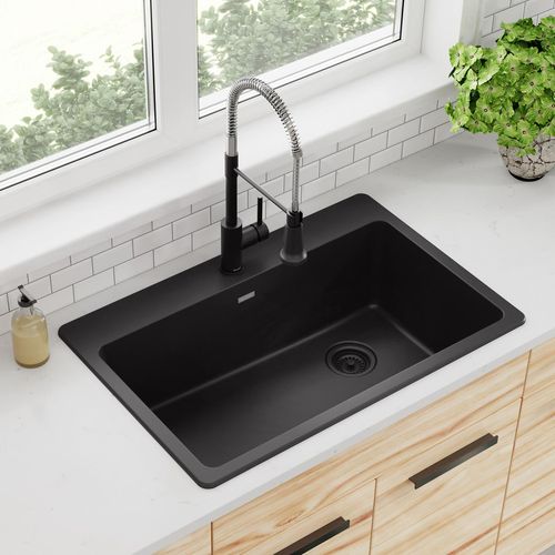 Main product image of Quartz Classic 33" x 22" x 9-1/2" Single Bowl Drop-in Sink (Black)