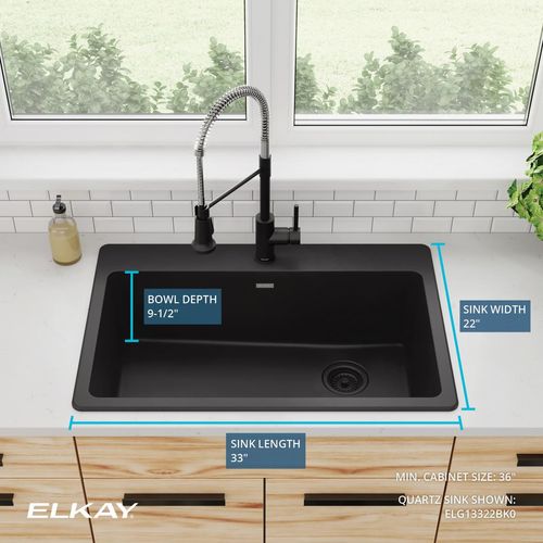 Main product image of Quartz Classic 33" x 22" x 9-1/2" Single Bowl Drop-in Sink (Black)