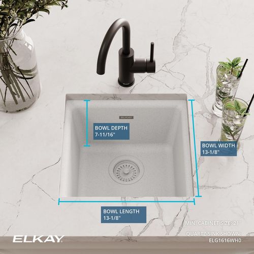 Main product image of Quartz Classic 15-3/4" x 15-3/4" x 7-11/16" Single Bowl Dual Mount Bar Sink (White)