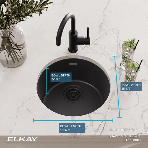 Main product image of Quartz Classic 18-1/8" x 18-1/8" x 7-1/2" Single Bowl Dual Mount Bar Sink (Black)
