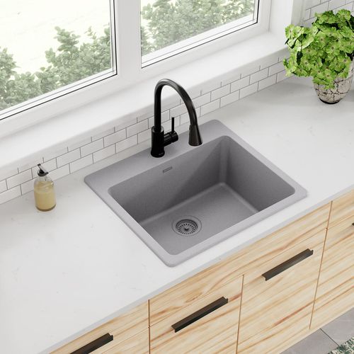 Main product image of Quartz Classic 25" x 22" x 9-1/2" Single Bowl Drop-in Sink (Greystone)