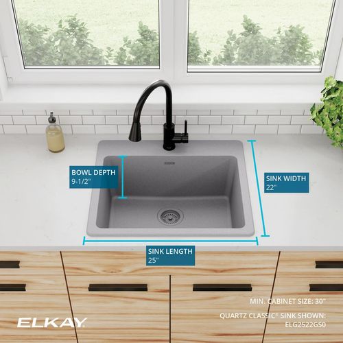Main product image of Quartz Classic 25" x 22" x 9-1/2" Single Bowl Drop-in Sink (Greystone)