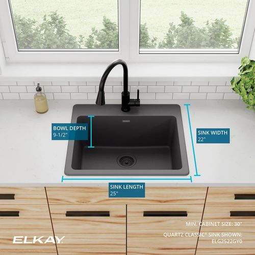 Main product image of Quartz Classic 25" x 22" x 9-1/2" Single Bowl Drop-in Sink (Dusk Gray)